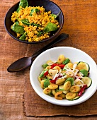20 Min. vegetarisch, Linsen Couscous Salat, Gnocchi Gemüse Salat