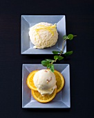 Eis & Sorbets, Orangeneis mit Sirup und Lemon-Ricotta-Eis