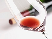 Close-up of wine glass with red wine