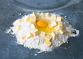 Flour, butter and egg yolk for preparation of cheese cake
