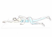 Illustration of woman lying in lateral position and exercising for her thigh