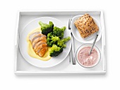 Bild-Diät, Tablett mit Mittagessen aus der Kantine