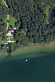 Chiemgau, Bayern, Simssee, nordwestliches Ufer, Luftaufnahme
