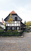 View of timber house in Grossschonau at Saxony, Germany
