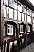 Half-timbered house on Lusatian Mountains at Upper Lusatia, Saxony, Germany