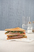 Saltimbocca sandwich on serving dish