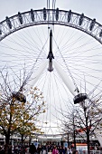 Low angle view of ferris wheel of London Eye, UK