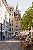 People near Tower Restaurants, Place du Molard, Geneva, Switzerland