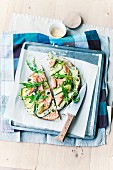 Courgette and salmon pizza with capers
