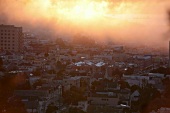 View of cityscape at dawn in San Francisco, California, USA