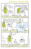 Illustration, Cartoon, Comic, Frau Wunschbrunnen, Wunsch, Hund
