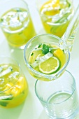 Grünteebowle mit Gurke und Limette alkoholfrei, Kelle, Gläser