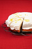 Lemon cake on wire cake stand