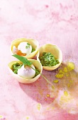 Sorrel Pesto with egg in egg shell