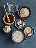 Yeast and other various types of leaven in bowls