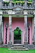 The Gothic Pavilion at Portmeirion village in Gwynedd, Wales, UK