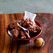 Walnut amarettini chocolates in bowl