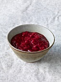 Raspberry cream in bowl