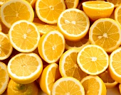 Close-up of halved lemons