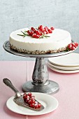 Ricotta cake with rosemary, honey and redcurrants