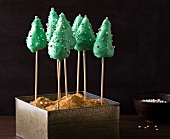 Christmas tree shaped cake pops in box