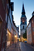 View of Holy Cross Church at Cross Street in Old Town, Hannover, Germany