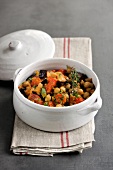 Chickpea stew in casserole