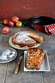 Root cake on plate with apple and bread