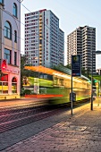 View of Ihmeplatz 1 and road in Linden, Hannover, Germany