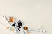 Various ingredients for stollen on white background