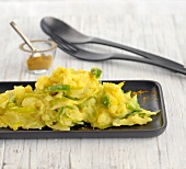 Leek and mashed potatoes in serving dish