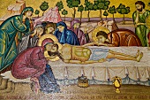 Wall mosaic of anointing Christ at Holy Sepulchre, Jerusalem, Israel