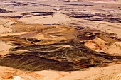 View of Makhtesh Ramon and lunar landscape, Negev, Israel