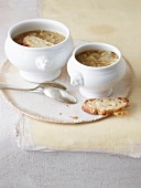French onion soup in serving bowl 