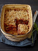 Eggplant with parmigiana in rectangular pot