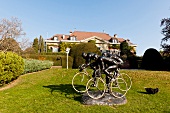Statue of three cyclists in Olympic Museum at Lausanne, Canton of Vaud, Switzerland