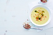 Brussels sprouts and parsnip soup in bowl