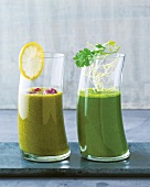 Glasses of Oh My Darling and Green Marillensmoothie