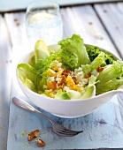 Bowl of salad with chicory, orange and fennel dressing