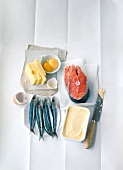 Käse, Eier, Fische, Margarine, Lachs, Sardinen