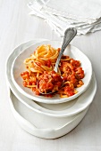 Spaghetti with seitan and vegetable Bolognese