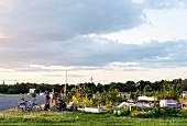 View of garden at Tempelhof Field, Berlin, Germany