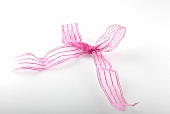 Pink bow on white background