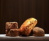 Different Schleswig and Holstein breads on wood