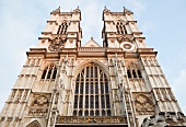 Low angle view of Westminster Abbey, London, UK