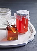 Quince jelly and apple jelly in jars