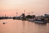 View of River Spree at dawn, Warschauer Brucke, Alex, Berlin, Germany