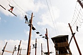 High ropes course in amusement park at Dankern Leisure Centre Castle, Haren, Germany