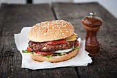Cheese burger Italia with a grilled burger and scamorza