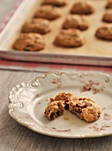 Cranberry cookies with fleur de sel on plate